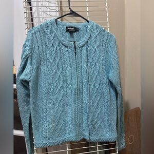 ICELANDIC DESIGN Women’s Aqua Silk & Rayon Blend Cardigan Sweater Full Zip S